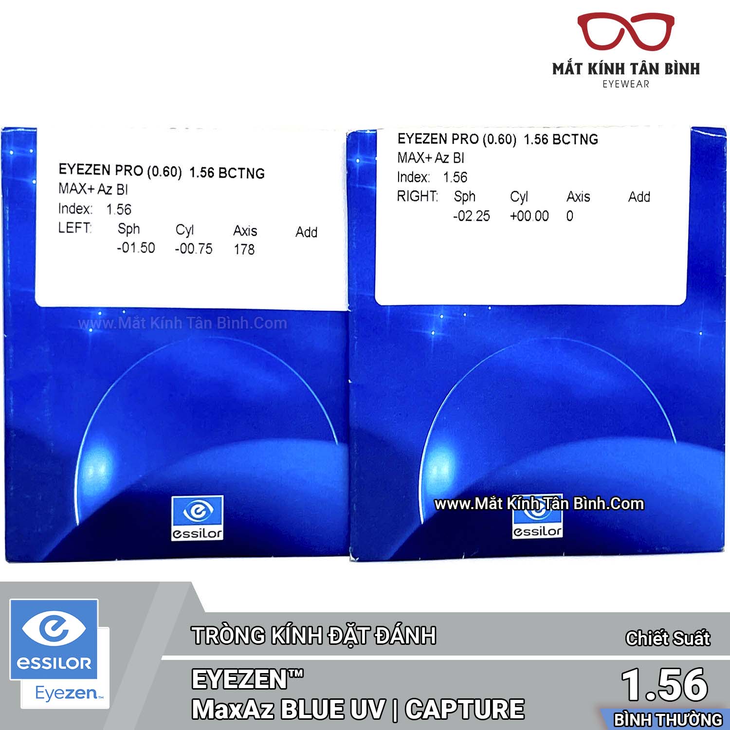 TRÒNG KÍNH Essilor 1.56 EyeZen® MaxAz BlueUV-Capture Chính Hãng ( Tròng Đặt)