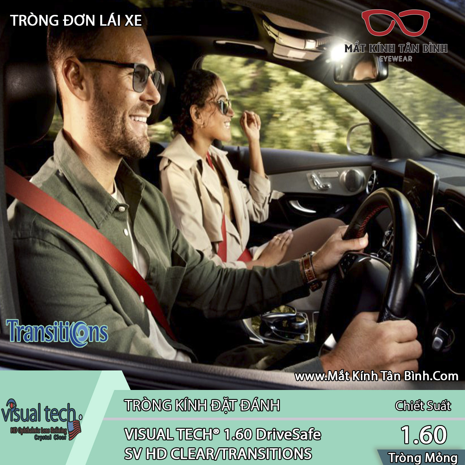 TRÒNG KÍNH Visual Tech® 1.60 Driving SV HD Chính Hãng